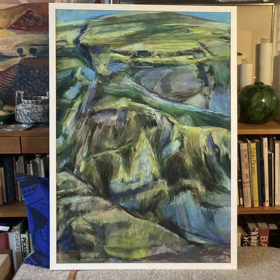 Teckning, torrpastell, klippa. Titel, Upphittat.